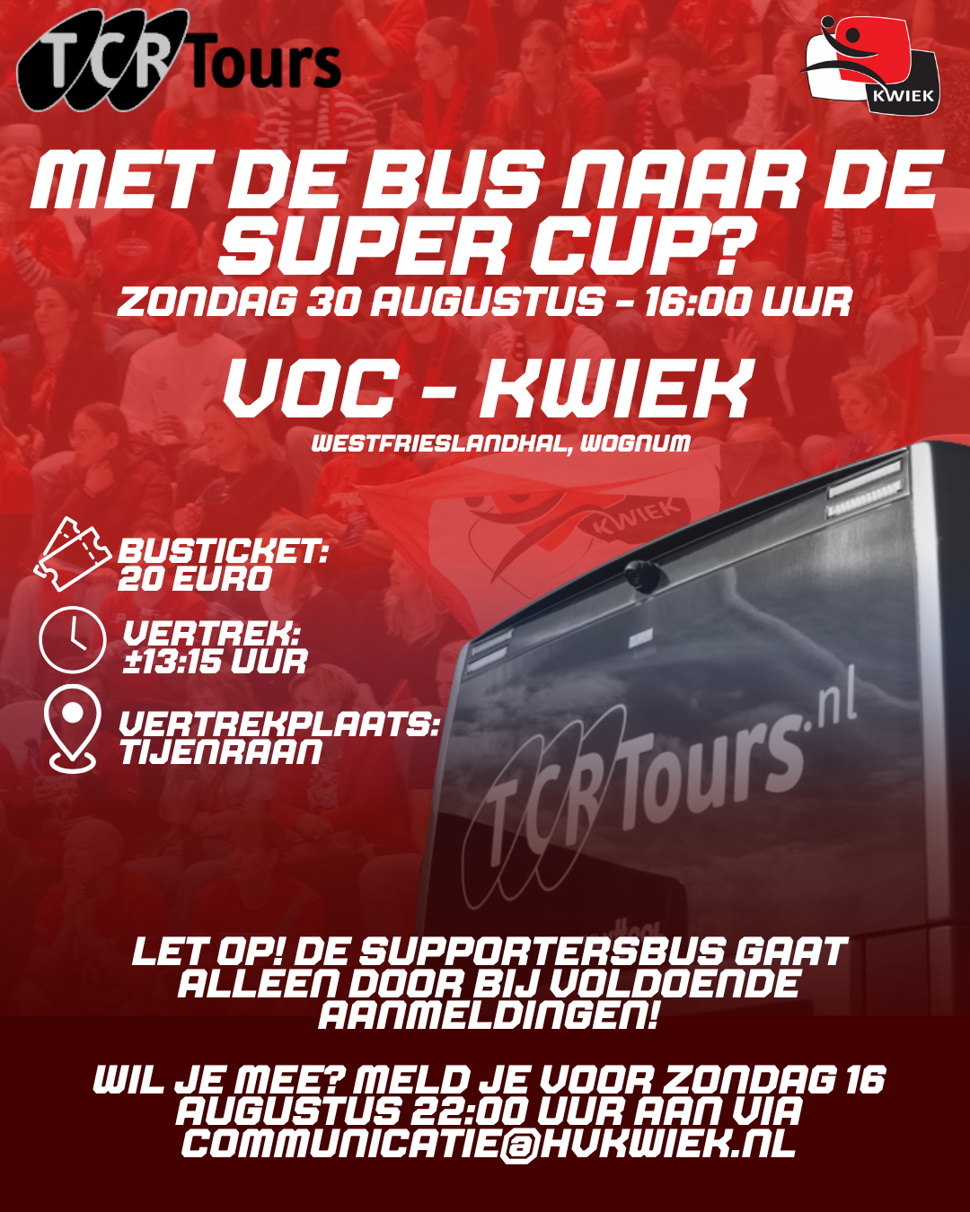 Informatie supportersbus Supercup 30 augustus